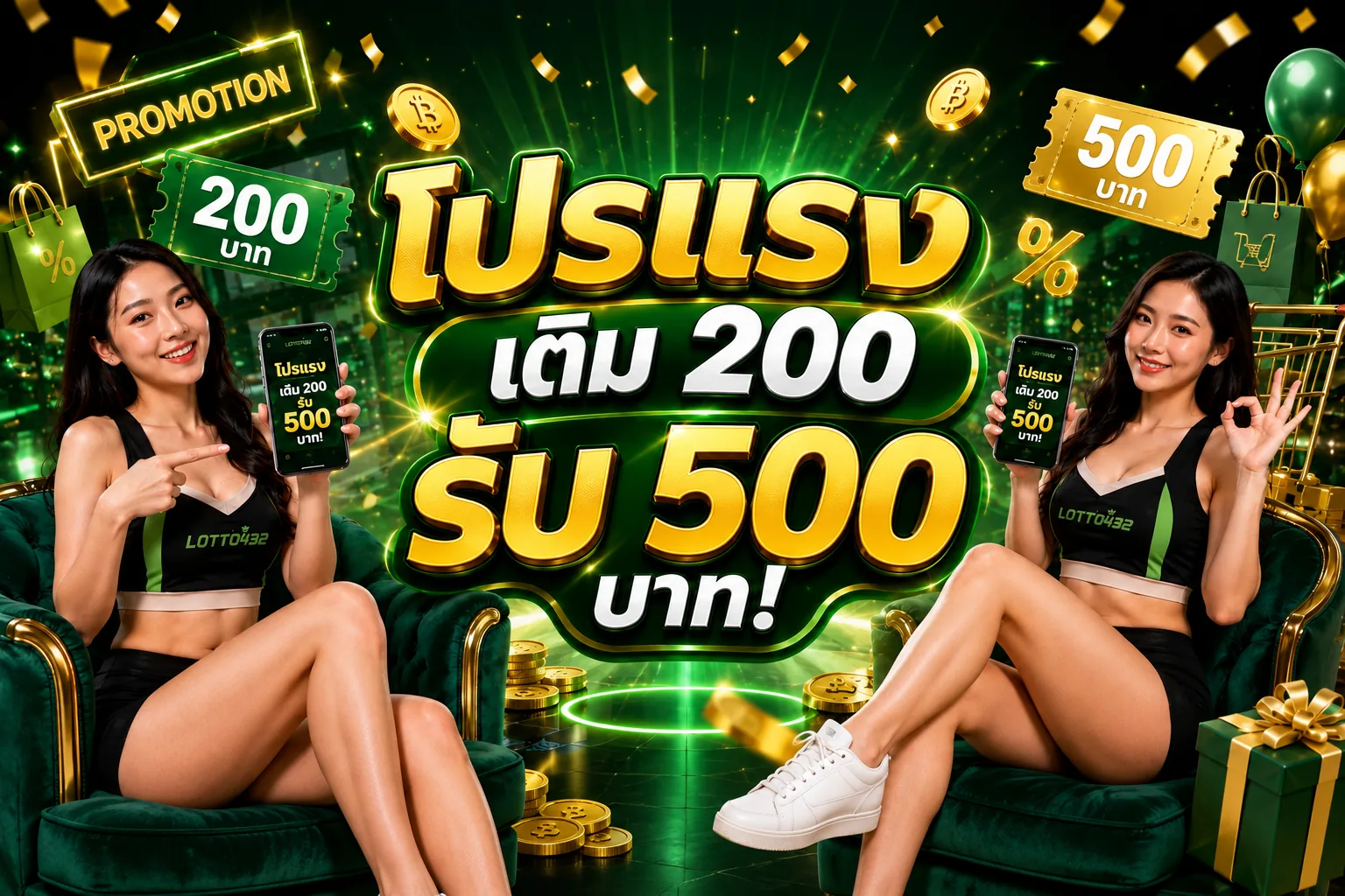 โปรโมชั่นเติม 200 รับ 500 บาทจาก Lotto432